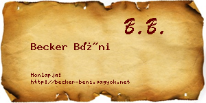 Becker Béni névjegykártya